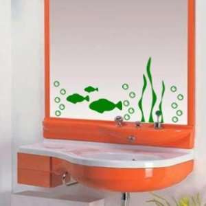  Green Aquarium Fish Mirror or Wall Decal