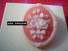 NEW VINTAGE AVON CAMEO SILHOUETTE PIN BROOCH FLOWER (ROSE PINK IN 