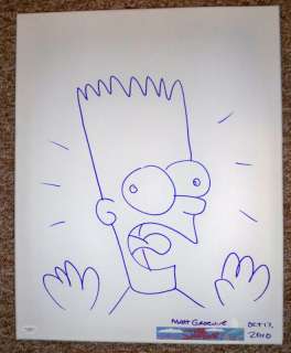 Simpsons MATT GROENING Signed CANVAS Bart Sketch JSA!  