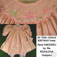 NWT! Smocked PINK CANDLE BIRTHDAY DOLL DRESS! 20 (18)  