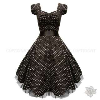 BLACK WHITE POLKA PARTY EVENING FIT AND FLARE 1940S ROCKABILLY PROM 