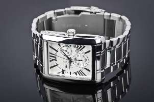 very cool luxury watch made of gleaming stainless steel