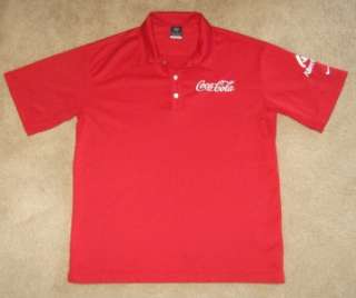   COCA COLA MENS POLO GOLF SHIRT SIZE LARGE ATHLETIC SPHERE DRY  
