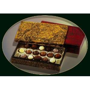 Organic Truffles (16pc) in Genuine Lacquered Wooden Box (Gold):  