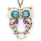 VINTAGE Anti brass Crystal Hollow Owl Pendant NECKLACE