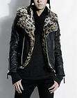 new awesome slim fit mens Leopard fur rider jacket / black brown