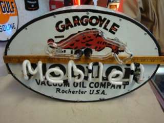   Rare Porcelain Mobil Mobiloil Gargoyle Custom Neon Sign 16  
