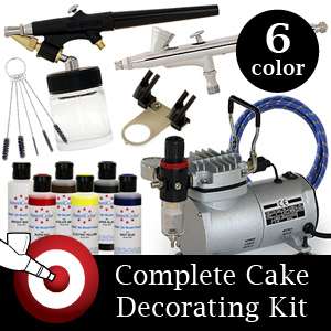 Airbrush Food Cake Decorating Kit 6 Color Supplies Set  