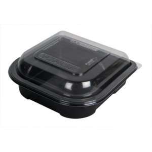  6 Octogon Recycled PET Take Out Container Black Bottom 