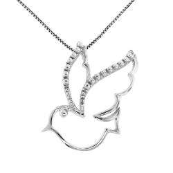 Sterling Silver Diamond Accent Dove Necklace  