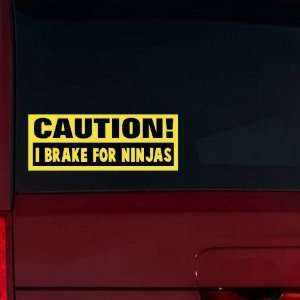  Caution I Brake for Ninjas Window Decal (Brimstone Yellow 