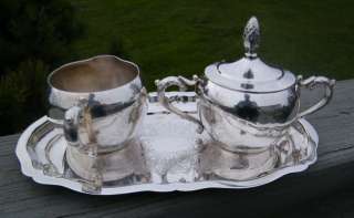   buffet hallowware serving cream sugar server set antique silver sugar