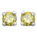 14k White Gold 1/10ct TDW Treated Yellow Diamond Stud Earrings 