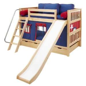   : Maxtrix Twin Low Bunk Bed w. Angle Ladder and Slide: Home & Kitchen