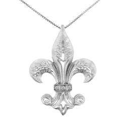 Sterling Silver Diamond Accent Fleur de Lis Necklace  Overstock