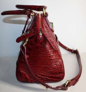   EMBOSSED LEATHER TYLER CRANBERRY RED MELBOURNE DOMED SATCHEL  