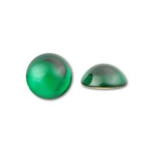  13mm Round Glass Cabochon   Foiled Emerald Arts, Crafts 