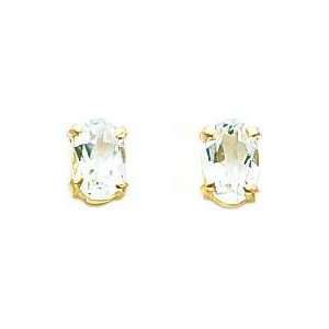  14K Gold Oval April White Zircon Earrings Jewelry Jewelry