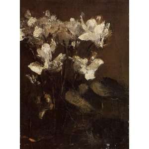 Oil Painting: Flowers, Cyclamens: Henri Fantin Latour Hand Painted Art 