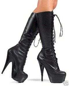 CLEARANCE KNEE HIGH QUICK LACE PLATFORM BOOT SIZE 10 LEATHER  