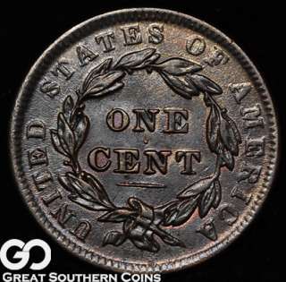1838 Coronet Head Large Cent CHOICE AU++  
