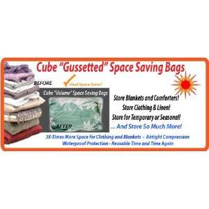   SIZE Cube(Gusseted) Bottom Space Saving Vacuum Bag Set: Home & Kitchen