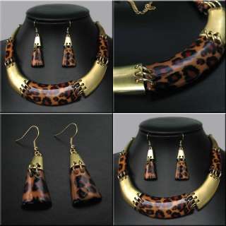 FASHION STYLE COPPER ACRYLIC NECKLACE EARRING SET  