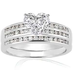  1.20 Ct Heart Shaped Diamond Wedding Rings Set 14K SI2 EGL 