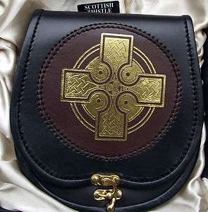 Scottish Gift: Half Dress Celtic Cross Sporran Leather  