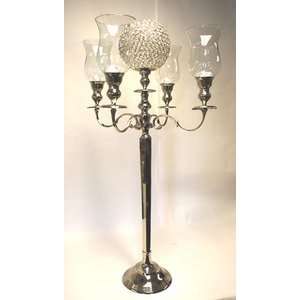  39 Inch Candelabra with Hurricanes & Crystal Ball