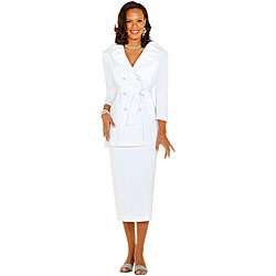 Nubiano Womens White 2 piece Skirt Suit  
