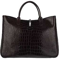 Longchamp Roseau Embossed Leather Tote Bag  