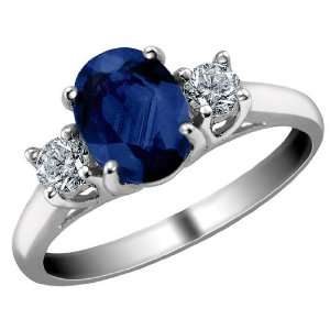  Blue Sapphire Ring with Diamonds 1.59 Carat (ctw) in 14K 