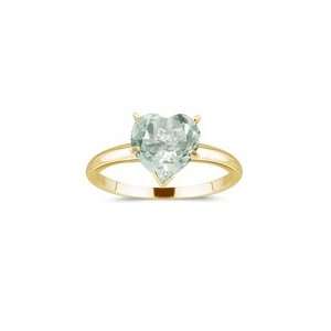  1.58 Cts Green Amethyst Solitaire Ring in 14K Yellow Gold 