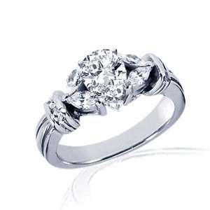  1.40 Ct Pear Shaped Ideal Cut Diamond Engagement Ring 