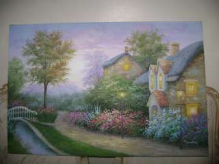   Jaffey Beautiful Large Oil Painting on Canvas Landscape Garden SIGNED