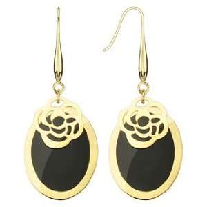  Epoxy Inlayed Oval Dangle Earring with Laser Cut Rose West Coast