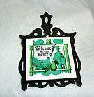 VTG CAST IRON & Ceramic Tile TRIVET Welcome to Our Home