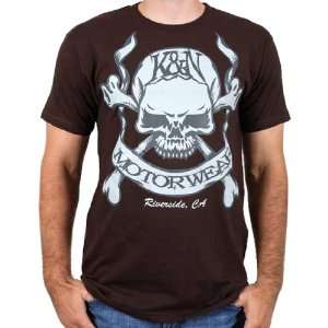   88 6067 XL Brown X Large T Shirt with Skull and Bones Logo: Automotive