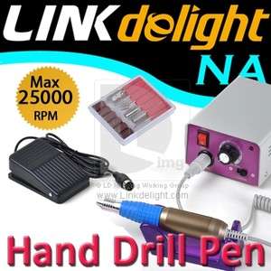   DUAL VOLTAGE Electric Nail Art Glazing Drill Pen Machine Kit Manicure