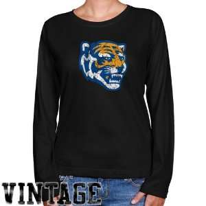  Memphis Tigers Ladies Black Distressed Logo Vintage Long 