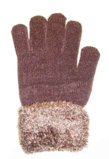 Faux Fur / Chenille Stretch Winter Gloves   6 Colors  