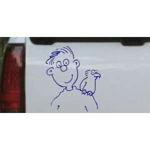 Blue 28in X 23.3in    Man with his Parakeet Cartoons Car Window Wall 