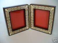 Egyptian Inlaid Wood Picture Frame Double Side 3.5 X 3  