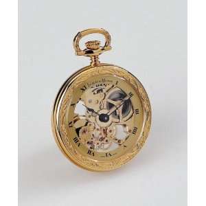  Jacques du Manoir Gold tone Brass Skeleton Pocket Watch Jewelry