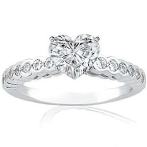  0.90 Ct Heart Shaped Diamond Bezel Engagement Ring CUT 