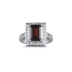  0.91 Cts Diamond & 3.50 Cts Garnet Ring in 14K White Gold 