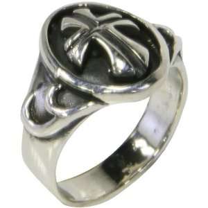 Gothic Cross Etched Surface Ring   9
