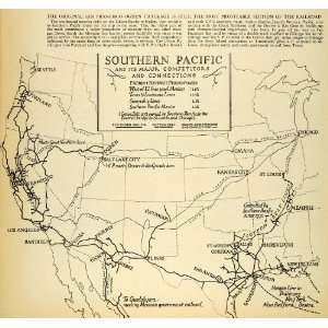 Print Southern Pacific Map Railroad Lines Ogden Train Freight Railway 