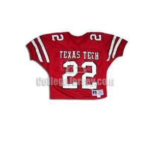  Red No. 22 Game Used Texas Tech Russell Football Jersey 